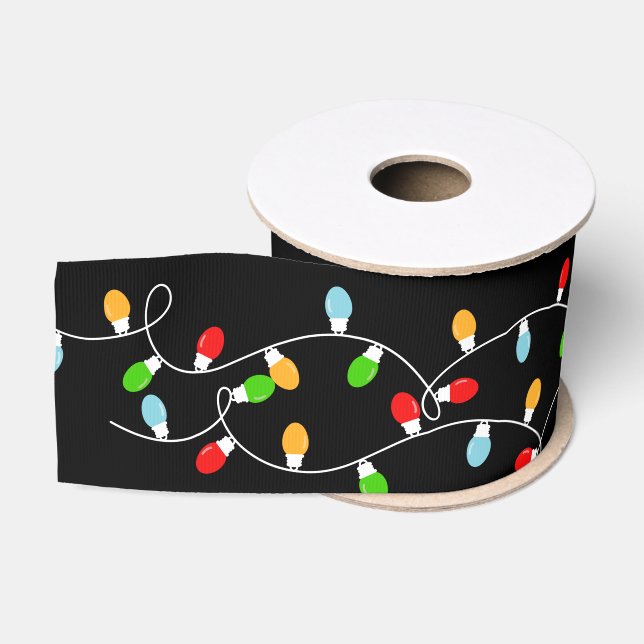 Business Black Christmas Lights Grosgrain Ribbon (Spool)