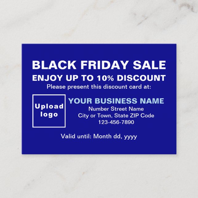 Business Black Friday Sale on Blue Discount Card (Front)