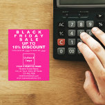 Business Black Friday Sale on Pink Flyer<br><div class="desc">Customizable flyer with Black Friday Sale, your business name and other information of your business, a marketing material that you can use to attract more customers. Customize it and distribute it to attract more customers to buy your products or clients to like your services. Design colours are white texts on...</div>