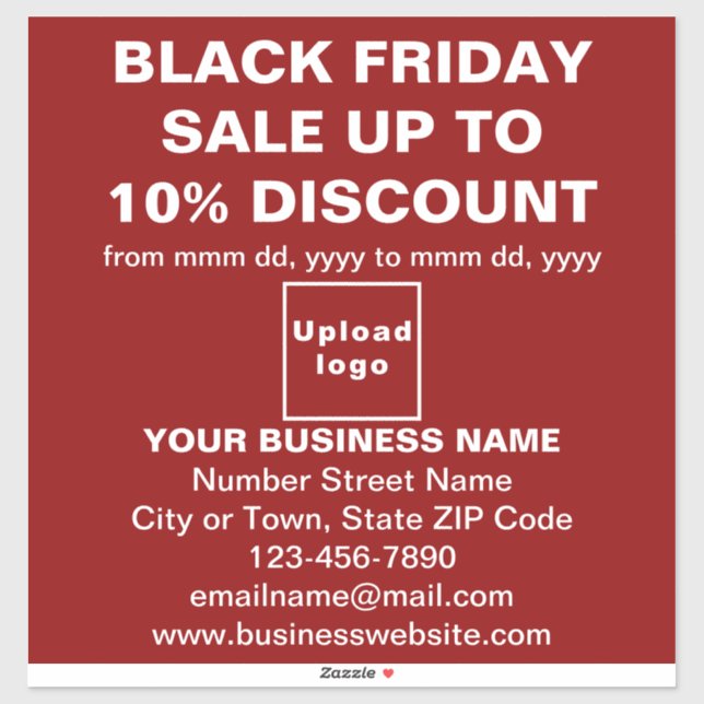 Business Black Friday Sale on Red Vinyl Sticker (Sheet)