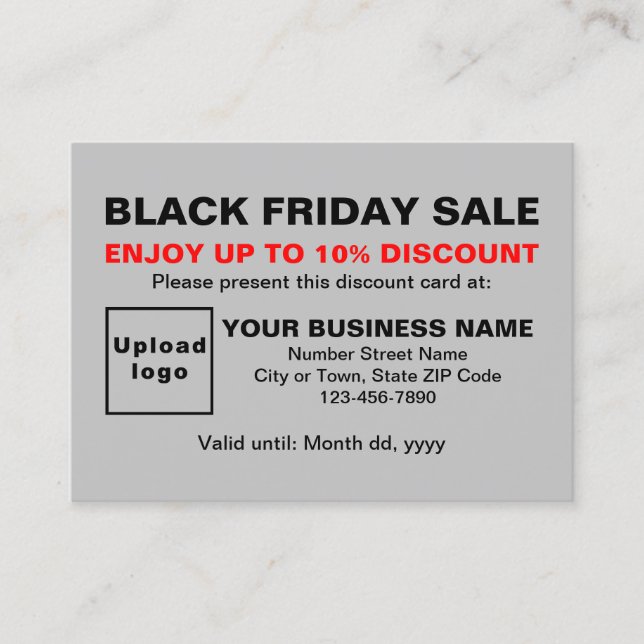 Business Black Vendredi Vente sur Gris Carte de ré (Devant)