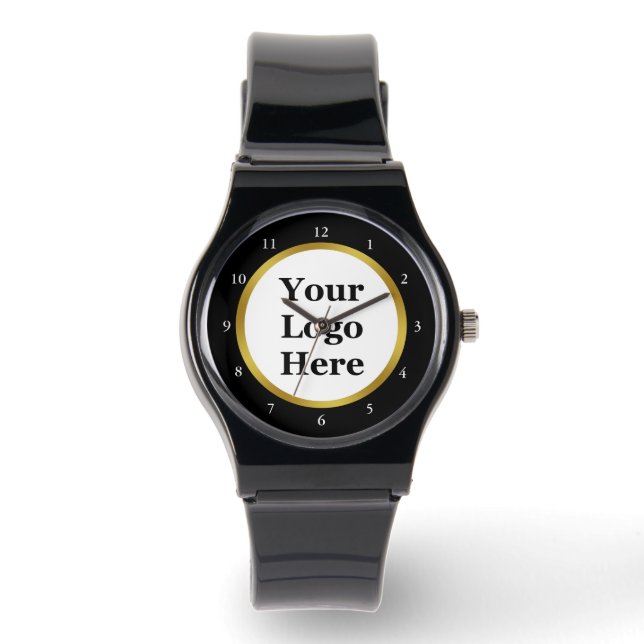 Business Black White and Gold Your Logo Template Watch (Front)