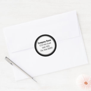 Business Black White and Silver Return Address Classic Round Sticker