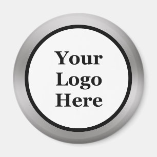 Business Black White and Silver Your Logo Here  Magnet