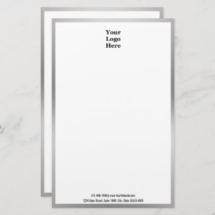 Business Black White and Silver Your Logo Here Stationery