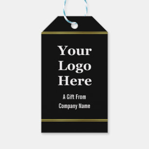Business Black White & Gold Your Logo Here Gift Tags