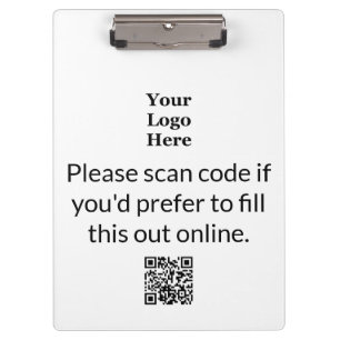 Business Black & White Logo Text QR Code Template Clipboard