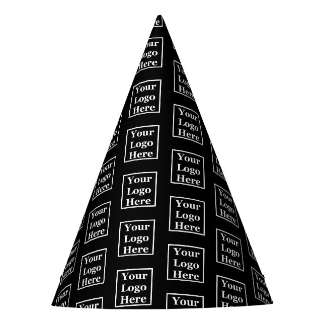 Business Black Your Logo Here Pattern Template Party Hat (Front)