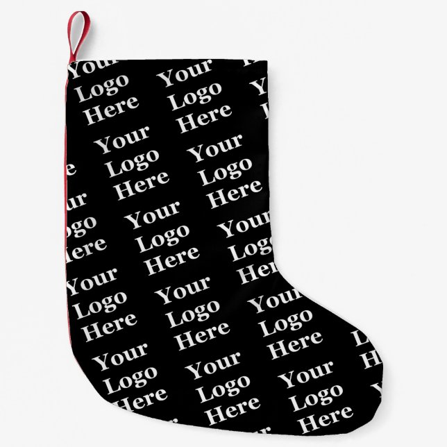 Business Black Your Logo Here Pattern Template Small Christmas Stocking (Front)