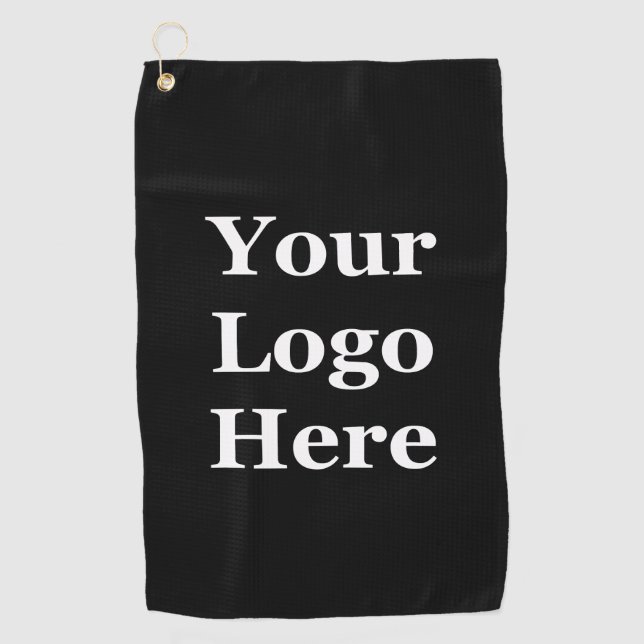 Business Black Your Logo Here Template Golf Towel (Front)