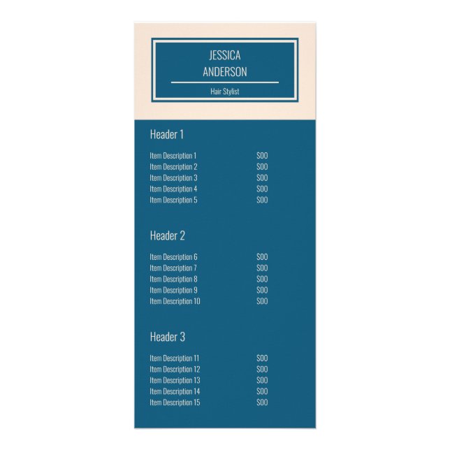 Business Blue and Beige Beauty Salon Rack Card (Front)