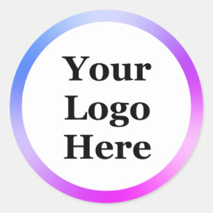 Business Blue Purple White Gradient Your Logo Here Classic Round Sticker
