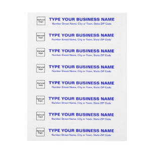 Business Blue Texts on White Return Address Wrap Around Label