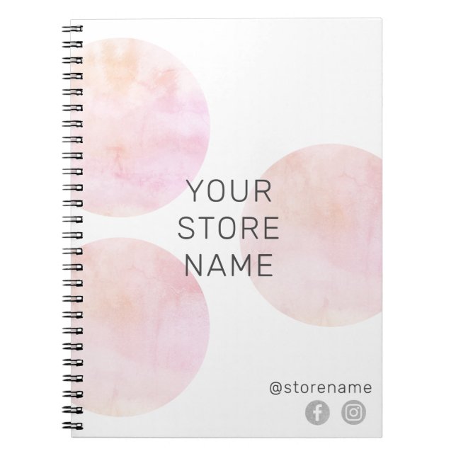 Business  Blush Watercolor Circles Social Media  Notebook (Front)