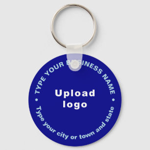 Business Brand Blue Round Keychain