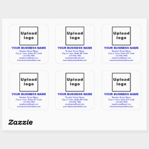 Business Brand Blue Texts on White Square Sticker