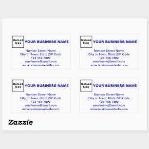 Business Brand Blue Texts on White Sticker