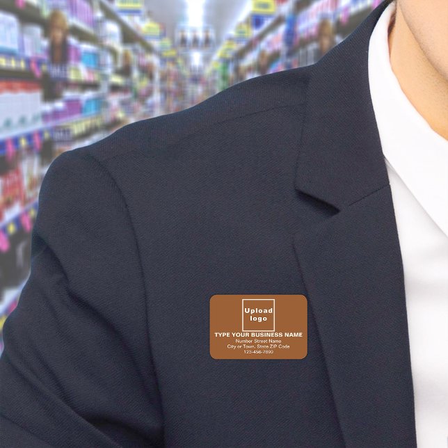 Business Brand Brown Rectangle Name Tag (Build brand name awareness. Your business brand on brown rectangle name tag.)