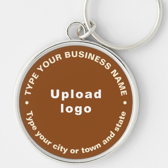 Business Brand Brown Round Premium Keychain (Front)