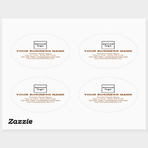 Business Brand Brown Texts on White Oval Sticker