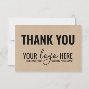 Business Brand Company Logo Black Kraft Thank You Card