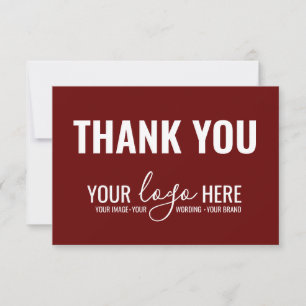 Business Brand Company Logo Burgundy Red Thank You Card