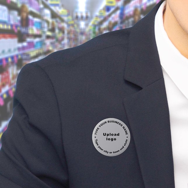 Business Brand Gray Round Button (Build brand name awareness. Circular business brand texts on gray button.)