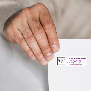 Business Brand in Purple Text on Return Address