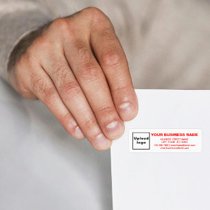 Business Brand in Red Text on Return Address Label
