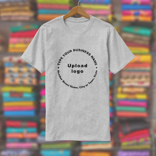 Business Brand in Round Pattern Text on Grey T-Shirt