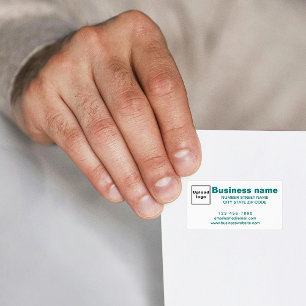 Business Brand in Teal Green Text on Address Label