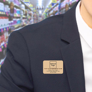 Business Brand Light Brown Rectangle Name Tag