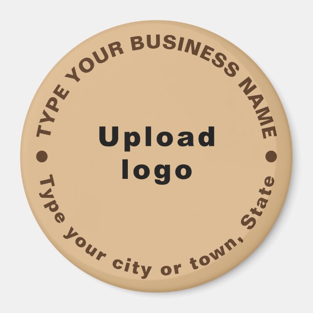 Business Brand Light Brown Round Shape Magnet (Front)