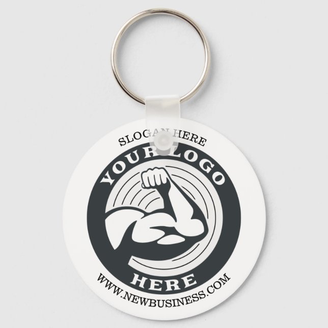 Business Brand Logo with Website Address Keychain (Front)