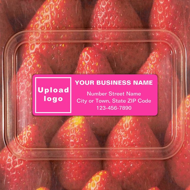 Business Brand Minimal Texts on Pink Rectangle (Pink rectangle adhesive label with minimal business branding)