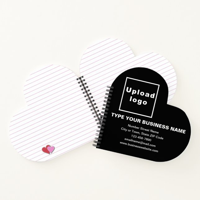 Business Brand on Black Heart Shape Spiral Notebook (Inside)