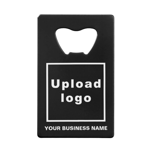 Business Brand on Black Rectangle Bottle Opener Credit Card Bottle Opener (Front)