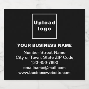 Business Brand on Black Sparkling Wine Bottle Labe Sparkling Wine Label