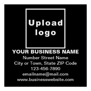 Business Brand on Black Square Glossy Poster