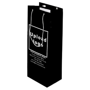Business Brand on Black Wine Gift Bag