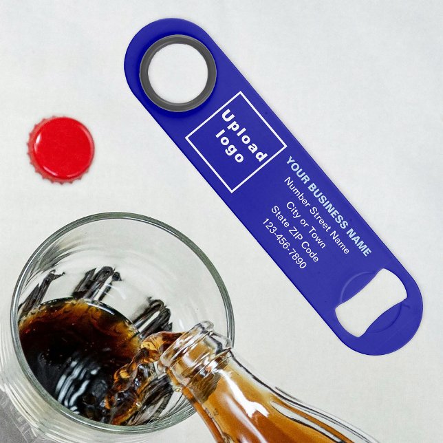 Business Brand on Blue Bottle Opener Bar Key (Build brand name awareness. Your business brand on blue long bottle opener.)
