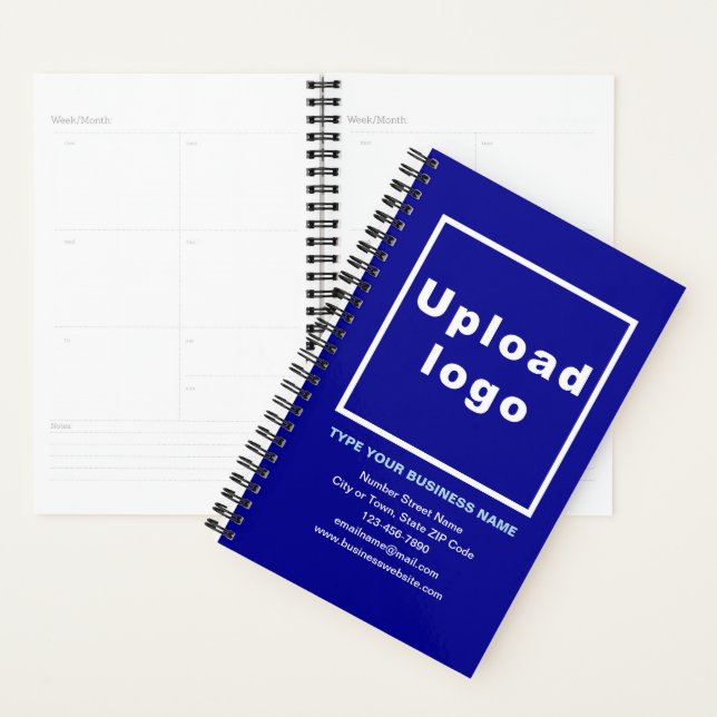 Business Brand on Blue Cover of Planner (Display)