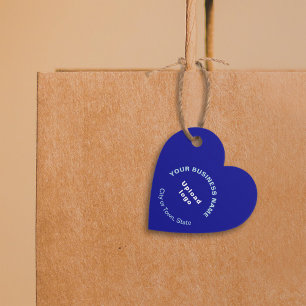Business Brand on Blue Heart Shape Tag