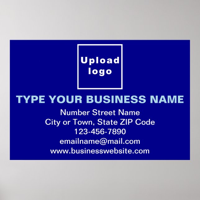 Business Brand on Blue Rectangle Poster (Front)
