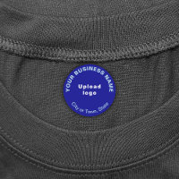 Business Brand on Blue Round Iron On Label