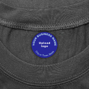Business Brand on Blue Round Iron On Label