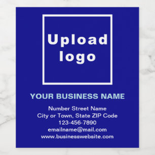 Business Brand on Blue Wine Bottle Label