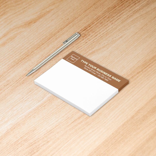Business Brand on Brown Heading of Rectangle Post-it Notes (Build brand name awareness. Your business brand on brown heading of rectangle sticker.)