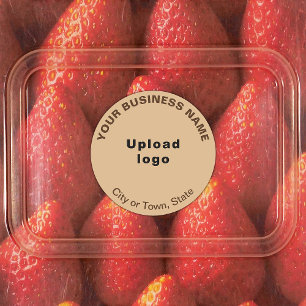 Business Brand on Brown Round Adhesive Label