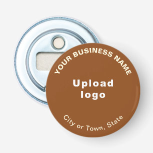 Business Brand on Brown Small Round Bottle Opener
